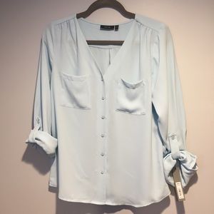 NWT Light blue, tab sleeve top